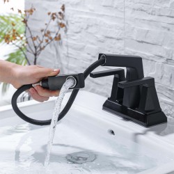 Factory Direct Sale Pull Out Bath Room Taps Black Basin Mixer Tap Wash Modern Luxury Water Faucet For Hotel Bathroom