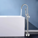 Custom Logo Commercial Floor Standing Single Lever Free Standing Bathtub Faucet Shower Bath Mixer Tap With Hand Shower Stand