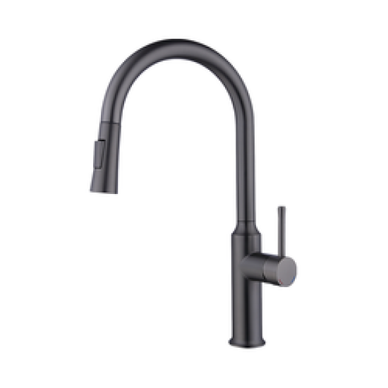 Manufacturer Customized High Quality Stainless Steel Pull Down 360 Degree Swivel Faucet Tap Grey Kitchen Mixer Taps With Sprayer