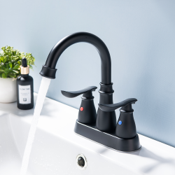 Factory Direct Sale Customized Brass Matte Black Double Handle Bathroom Faucet