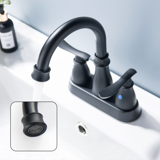 Factory Direct Sale Customized Brass Matte Black Double Handle Bathroom Faucet