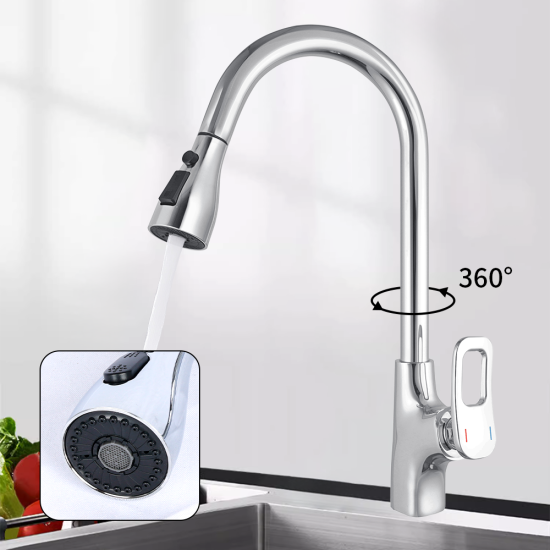 Factory Supply Custom Stainless Steel Pull Down Zinc Kitchens Faucet Kitchen Mixer Taps With Single Handle