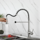 Manufacturer Customized High Quality Pull Down Stainless Steel Sink Tap Spring Lever Kitchen Mixer Kitchen Faucet Single Handle