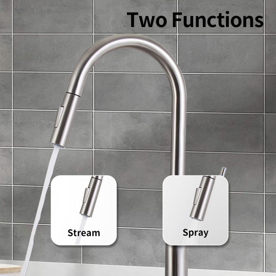  Factory Supply Custom Commercial Stainless Steel Pull Down Industrial Types Kitchens Mixer Tap Taps Kitchen Sink Faucet