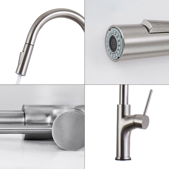  Factory Supply Custom Commercial Stainless Steel Pull Down Industrial Types Kitchens Mixer Tap Taps Kitchen Sink Faucet