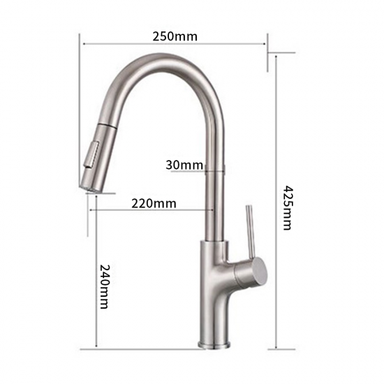  Factory Supply Custom Commercial Stainless Steel Pull Down Industrial Types Kitchens Mixer Tap Taps Kitchen Sink Faucet