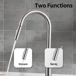 Factory Supply Custom Stainless Steel 360 Degree Rotation Health Pull Modern Handle Cold Water Deck Mounted Kitchen Faucet