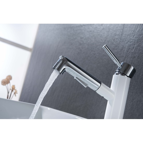 Factory Supply Durable Brass White Pull Out High Spout Single Cold Faucet Bathroom Mixers