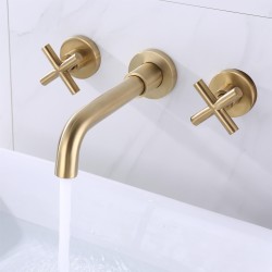 Manufacturer Customized Available Brass Basin Mixers Faucets Gold Bathroom Faucet Wall Mounted Mixer Tap