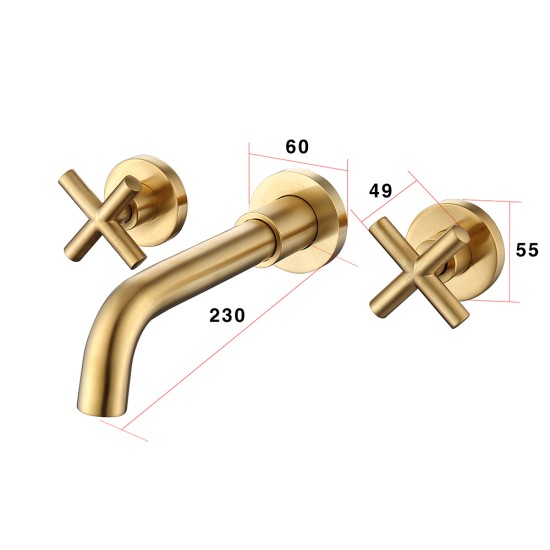 Manufacturer Customized Available Brass Basin Mixers Faucets Gold Bathroom Faucet Wall Mounted Mixer Tap