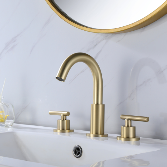 Factory Supply Durable Brass Gold Deck Mount Faucets Basin Bathroom 2 Double Handle Faucet