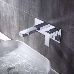 Factory Supply Custom Logo Commercial Black Wall Faucets Basin Bathroom Faucet