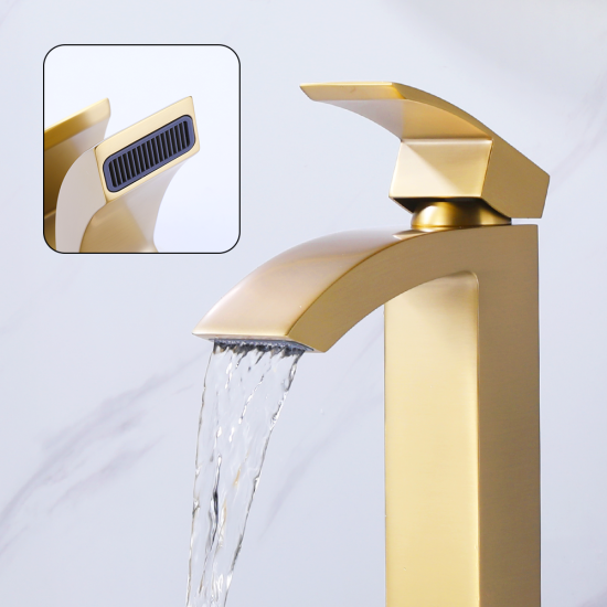 Factory Outlet High Quality Tall Gold Bathroom Sink Golden Faucets Brass Faucet