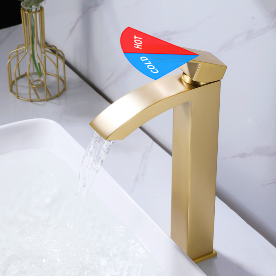 Factory Outlet High Quality Tall Gold Bathroom Sink Golden Faucets Brass Faucet