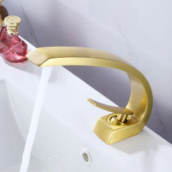 Manufacturer Customized Available PersonalizedBrass Basin Mounted Faucets Mixers With Single Handle Brushed Gold Faucet