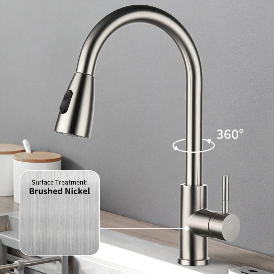 Factory Supply Custom Logo Commercial Stainless Steel Kitchens Mixer Tap Pull Down Mixers Faucet Kitchen